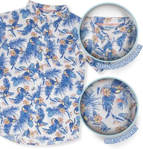 Tommy Bahama Boys Classic Button Button-Down Down Hawaiian Shirt & مرنة سراويل الخصر-الزي الصيفي غير الرسمي من قطعتين للأطفال in Saudi Arabia