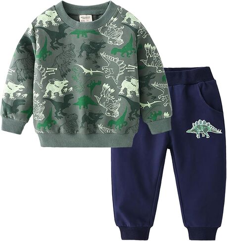 Toddler Boys Clothes Sets Kids Printed Sweatshirt and Pants Set Spring Fall Outfits in Saudi Arabia