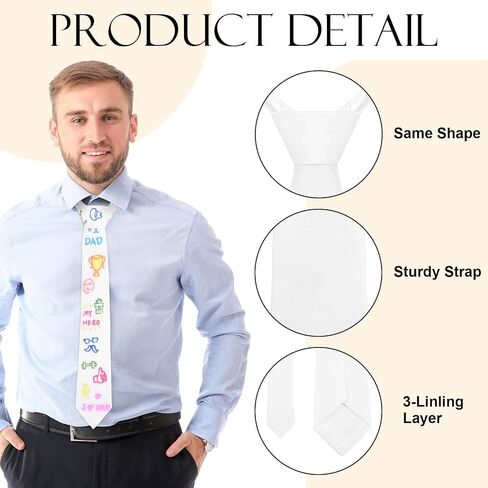 Father Day Craft Kit DIY Necktie Blank Tie with Fabric Markers for School Activities Birthday Party Favor Supplies in Kuwait