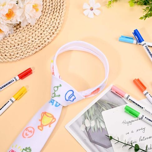 Father Day Craft Kit DIY Necktie Blank Tie with Fabric Markers for School Activities Birthday Party Favor Supplies in Kuwait