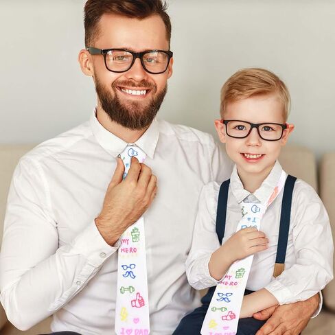 Father Day Craft Kit DIY Necktie Blank Tie with Fabric Markers for School Activities Birthday Party Favor Supplies in Kuwait