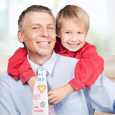 Father Day Craft Kit DIY Necktie Blank Tie with Fabric Markers for School Activities Birthday Party Favor Supplies in Kuwait