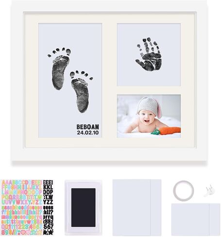 BEBOAN Inkless Hand and Footprint Kit, Baby Footprint Kit, Baby Keepsake Frames with Letter Diy Sticker, Gifts for Newborn, Dog Paw Print Foot Impression in Kuwait