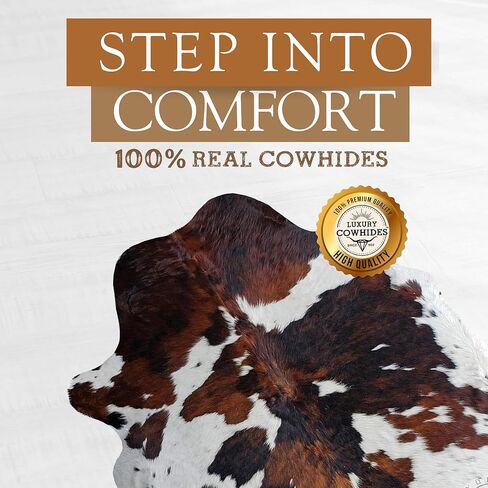 Sunshine Cowhides 100% Genuine Dark Brindle Cowhide Rug - Modern Style Animal Skin Rug & Floor Carpet for Living Room, Bedroom, Kitchen & More - Large (6x6-7ft) in Saudi Arabia