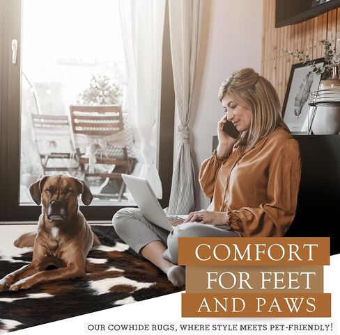 Sunshine Cowhides 100% Genuine Dark Brindle Cowhide Rug - Modern Style Animal Skin Rug & Floor Carpet for Living Room, Bedroom, Kitchen & More - Large (6x6-7ft) in Saudi Arabia