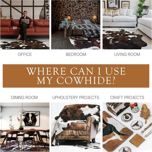 Sunshine Cowhides 100% Genuine Dark Brindle Cowhide Rug - Modern Style Animal Skin Rug & Floor Carpet for Living Room, Bedroom, Kitchen & More - Large (6x6-7ft) in Saudi Arabia