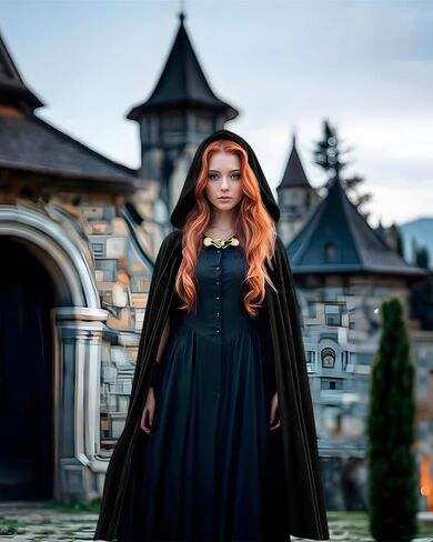Renaissance Hooded Cloak for Women Men, Gothic Medieval Vintage Cape Halloween Cosplay Costume in Kuwait