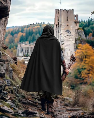 Renaissance Hooded Cloak for Women Men, Gothic Medieval Vintage Cape Halloween Cosplay Costume in Kuwait