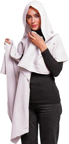 Multifunction Hooded Shawl Lightweight Breathable Cloak for Dune Cosplay, LARP, Halloween, Daily Wear Sun Protection Scarf in Kuwait