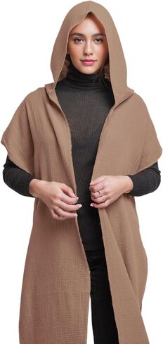 Multifunction Hooded Shawl Lightweight Breathable Cloak for Dune Cosplay, LARP, Halloween, Daily Wear Sun Protection Scarf in Kuwait