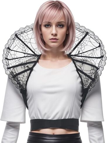 BLESSUME Gothic Lace Stand Up Collar Baroque Standing Queen Collar Victorian Halloween Vampire Costume Collar in Kuwait