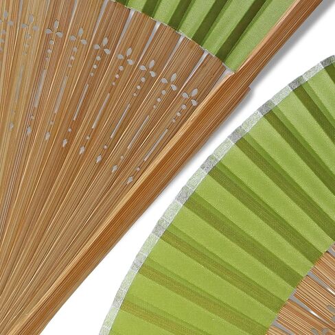 FoDau770 Classical Folding Fans, 2 Pieces Bamboo Handheld Fans, Gradient Green Silk Hand Fan with Tassel for Cosplay, Dancing, Decoration, Party in Kuwait
