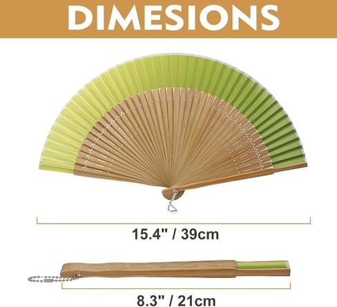 FoDau770 Classical Folding Fans, 2 Pieces Bamboo Handheld Fans, Gradient Green Silk Hand Fan with Tassel for Cosplay, Dancing, Decoration, Party in Kuwait