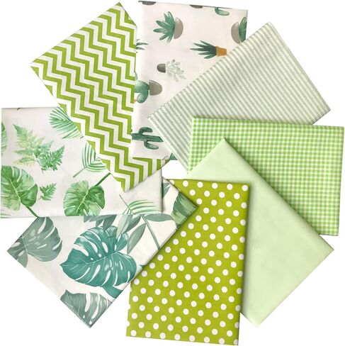 Quilting Fabric Misscrafts 8pcs 100% Cotton Craft Fabric Bundle Squares Fat Quarters 18" x 22" Multicolored for Patchwork DIY Sewing Scrapbooking Green Plant in Kuwait