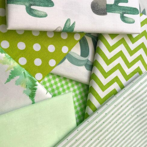 Quilting Fabric Misscrafts 8pcs 100% Cotton Craft Fabric Bundle Squares Fat Quarters 18" x 22" Multicolored for Patchwork DIY Sewing Scrapbooking Green Plant in Kuwait