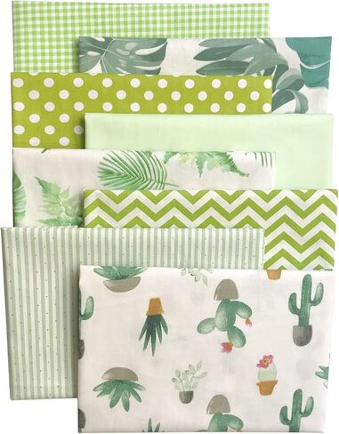 Quilting Fabric Misscrafts 8pcs 100% Cotton Craft Fabric Bundle Squares Fat Quarters 18" x 22" Multicolored for Patchwork DIY Sewing Scrapbooking Green Plant in Kuwait