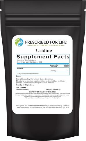 Prescribed For Life Uridine, Pure Uridine Monophosphate Powder, Nootropic Supplement for Memory, Clarity, & Focus, No Fillers, No Additives, Vegan, Non GMO (0.5oz / 14g) in Kuwait