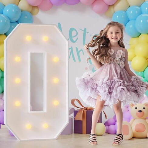 Bugame Light Up Numbers 4FT, Number 0 Light Up Number Marquee Numbers 4 Feet Tall, Mosaic Light Up Numbers for Birthday Party Anniversary Decorations in Kuwait