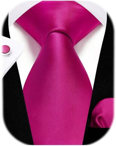 Enlision Mens Ties Solid Color Satin Necktie Ties for men Handkerchief Cufflinks Pocket Squares for Wedding in Kuwait