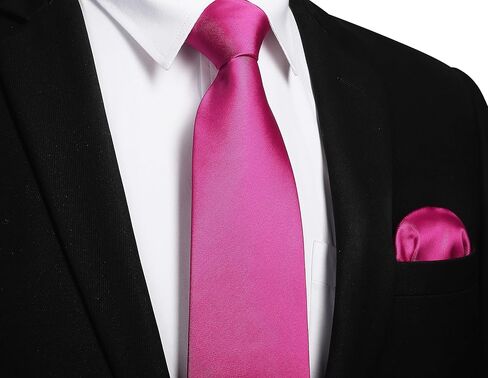 Enlision Mens Ties Solid Color Satin Necktie Ties for men Handkerchief Cufflinks Pocket Squares for Wedding in Kuwait