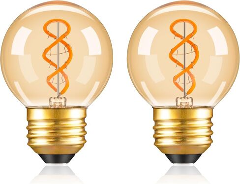 لمبة إضاءة كهرمانية قابلة للتعتيم E26 لمبة إديسون LED، G16.5/G50 لمبة إضاءة ليلية كهرمانية ذات خيوط كروية صغيرة 4 وات (ما يعادل 40 وات)، AC120V أبيض دافئ 2200 كيلو 350 لومن، مصابيح زخرفية للغرور، قطعتان in Saudi Arabia