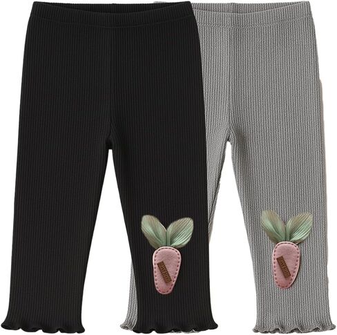 WEONEDREAM 2 Packs Girls Capris Leggings Breathable Soft Toddlers Cropped Pants for Summer in Kuwait