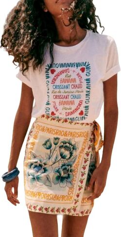 Womens Summer Floral Wrap Short Skirt Tie Side High Weist A Line Beach Vacation Boho Mini Skirt in Kuwait