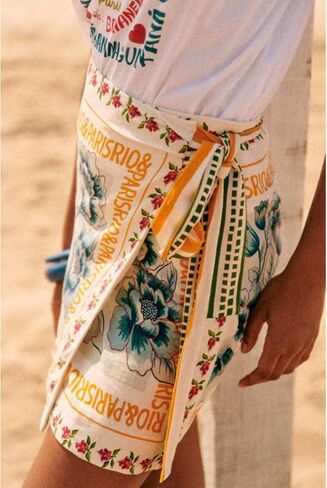 Womens Summer Floral Wrap Short Skirt Tie Side High Weist A Line Beach Vacation Boho Mini Skirt in Kuwait