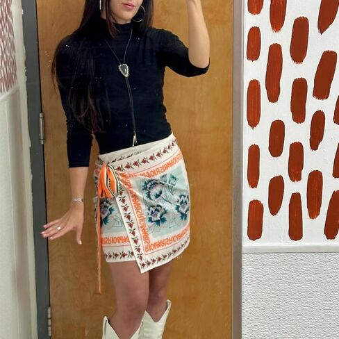 Womens Summer Floral Wrap Short Skirt Tie Side High Weist A Line Beach Vacation Boho Mini Skirt in Kuwait