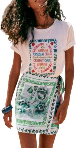 Womens Summer Floral Wrap Short Skirt Tie Side High Weist A Line Beach Vacation Boho Mini Skirt in Kuwait