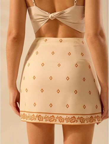 Womens Summer Floral Wrap Short Skirt Tie Side High Waist A Line Beach Vacation Boho Mini Skirt in Kuwait