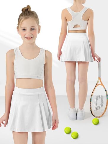 Girls Tennis Skirt Kids Pleated Tennis Skirt with Shorts Pockets Toddler Athletic Golf Skort 4-15 Years in Saudi Arabia