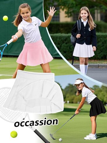 Girls Tennis Skirt Kids Pleated Tennis Skirt with Shorts Pockets Toddler Athletic Golf Skort 4-15 Years in Saudi Arabia
