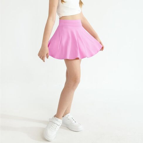 WISREMT Girls Flowy Skirt Athletic Shorts High Waist Tennis Skirt with Spandex Liner and Pocket 2 in 1 Cheer Golf Skort in Kuwait
