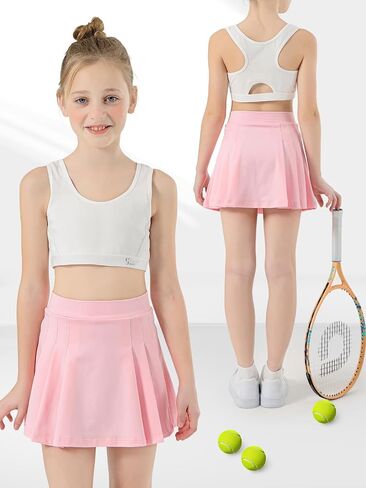 Girls Tennis Skirt Kids Pleated Tennis Skirt with Shorts Pockets Toddler Athletic Golf Skort 4-15 Years in Saudi Arabia