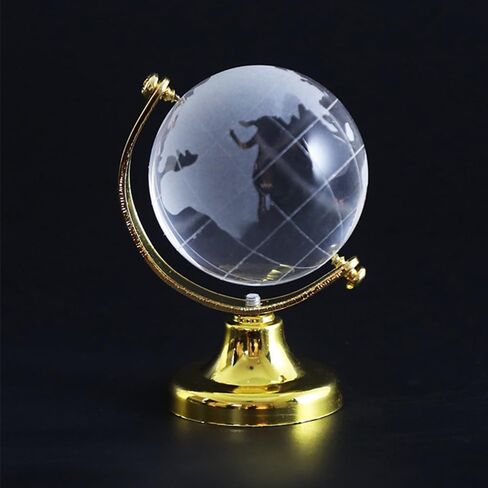 Mini World Globe Crystal Glass Clear Paperweight Desk Office Home Decor Wedding Favor Crafts Ornaments Gifts, Miniature Ball Sphere Display, Round Earth(Ball Diameter 5cm) in Kuwait