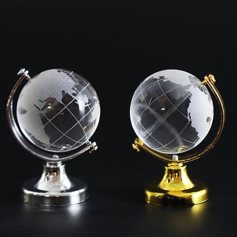 Mini World Globe Crystal Glass Clear Paperweight Desk Office Home Decor Wedding Favor Crafts Ornaments Gifts, Miniature Ball Sphere Display, Round Earth(Ball Diameter 5cm) in Kuwait
