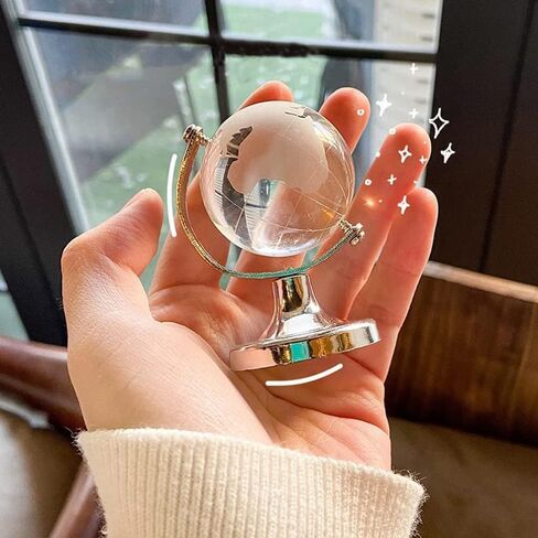 Mini World Globe Crystal Glass Clear Paperweight Desk Office Home Decor Wedding Favor Crafts Ornaments Gifts, Miniature Ball Sphere Display, Round Earth(Ball Diameter 5cm) in Kuwait