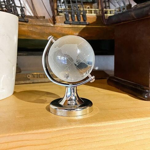 Mini World Globe Crystal Glass Clear Paperweight Desk Office Home Decor Wedding Favor Crafts Ornaments Gifts, Miniature Ball Sphere Display, Round Earth(Ball Diameter 5cm) in Kuwait