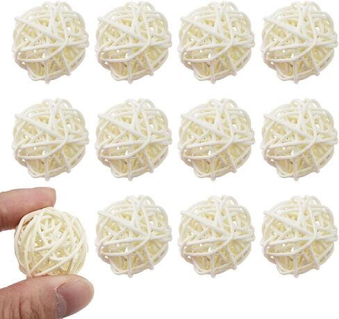 12PCS 1.2 Inch Gold Wicker Rattan Balls Fade Resistant Decorative Orbs for Home Decor Wedding Centerpiece Bowls Vase Fillers Decorative Spheres for Bowls Table Decor (30mm) in Kuwait
