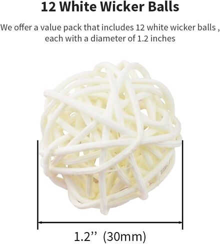 12PCS 1.2 Inch Gold Wicker Rattan Balls Fade Resistant Decorative Orbs for Home Decor Wedding Centerpiece Bowls Vase Fillers Decorative Spheres for Bowls Table Decor (30mm) in Kuwait