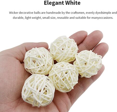 12PCS 1.2 Inch Gold Wicker Rattan Balls Fade Resistant Decorative Orbs for Home Decor Wedding Centerpiece Bowls Vase Fillers Decorative Spheres for Bowls Table Decor (30mm) in Kuwait