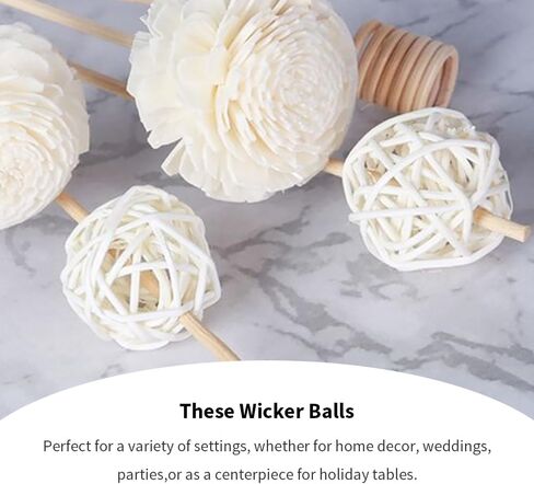 12PCS 1.2 Inch Gold Wicker Rattan Balls Fade Resistant Decorative Orbs for Home Decor Wedding Centerpiece Bowls Vase Fillers Decorative Spheres for Bowls Table Decor (30mm) in Kuwait