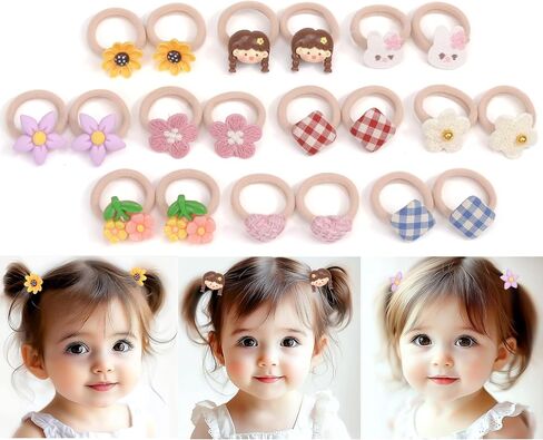 20 Pcs Toddler Hair Ties, Girls Hair Accessories Baby Hair Bows Cute Flower Hair Ties Little girls Hair Accessories for Thick Hair, Candy Colors in Kuwait