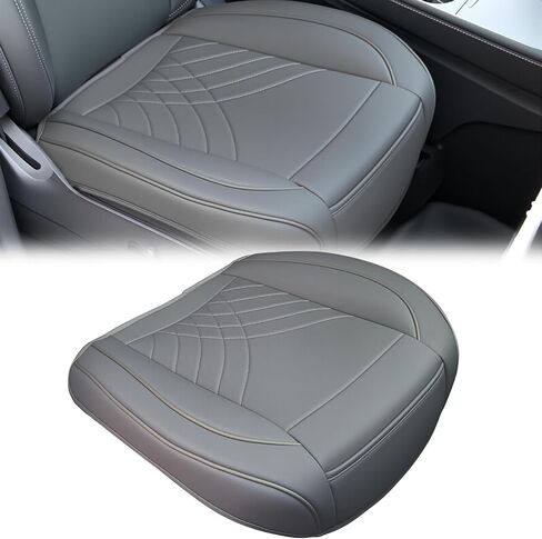 Nilight Car Seat Cushion Cover Gray Geometric Embroidered Leather Front Seats Waterproof Anti-Slip Comes with Storage Bag Wraps Bottom Fits Cars Sedan Van SUV Truck in Kuwait