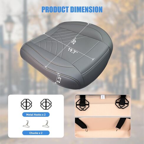 Nilight Car Seat Cushion Cover Gray Geometric Embroidered Leather Front Seats Waterproof Anti-Slip Comes with Storage Bag Wraps Bottom Fits Cars Sedan Van SUV Truck in Kuwait