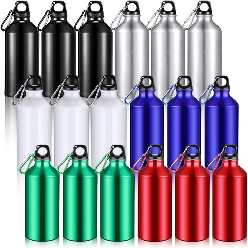 18 Pieces Aluminum Water Bottles Bulk 20 oz Reusable Lightweight Sport Multipack Leak Proof Easy Carry Travel Bottle with Twist Cap for Gym Hiking Camping Running Bike Outdoor, 6 Colors in Saudi Arabia
