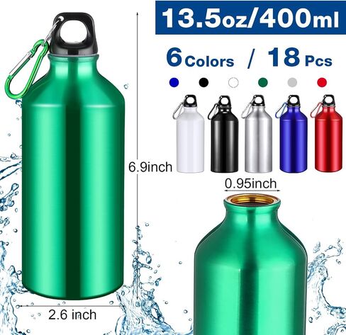18 Pieces Aluminum Water Bottles Bulk 20 oz Reusable Lightweight Sport Multipack Leak Proof Easy Carry Travel Bottle with Twist Cap for Gym Hiking Camping Running Bike Outdoor, 6 Colors in Saudi Arabia