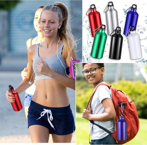 18 Pieces Aluminum Water Bottles Bulk 20 oz Reusable Lightweight Sport Multipack Leak Proof Easy Carry Travel Bottle with Twist Cap for Gym Hiking Camping Running Bike Outdoor, 6 Colors in Saudi Arabia