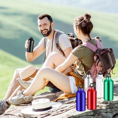 18 Pieces Aluminum Water Bottles Bulk 20 oz Reusable Lightweight Sport Multipack Leak Proof Easy Carry Travel Bottle with Twist Cap for Gym Hiking Camping Running Bike Outdoor, 6 Colors in Saudi Arabia